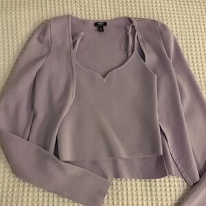Express Lavender Knit Camisole and Cardigan Set